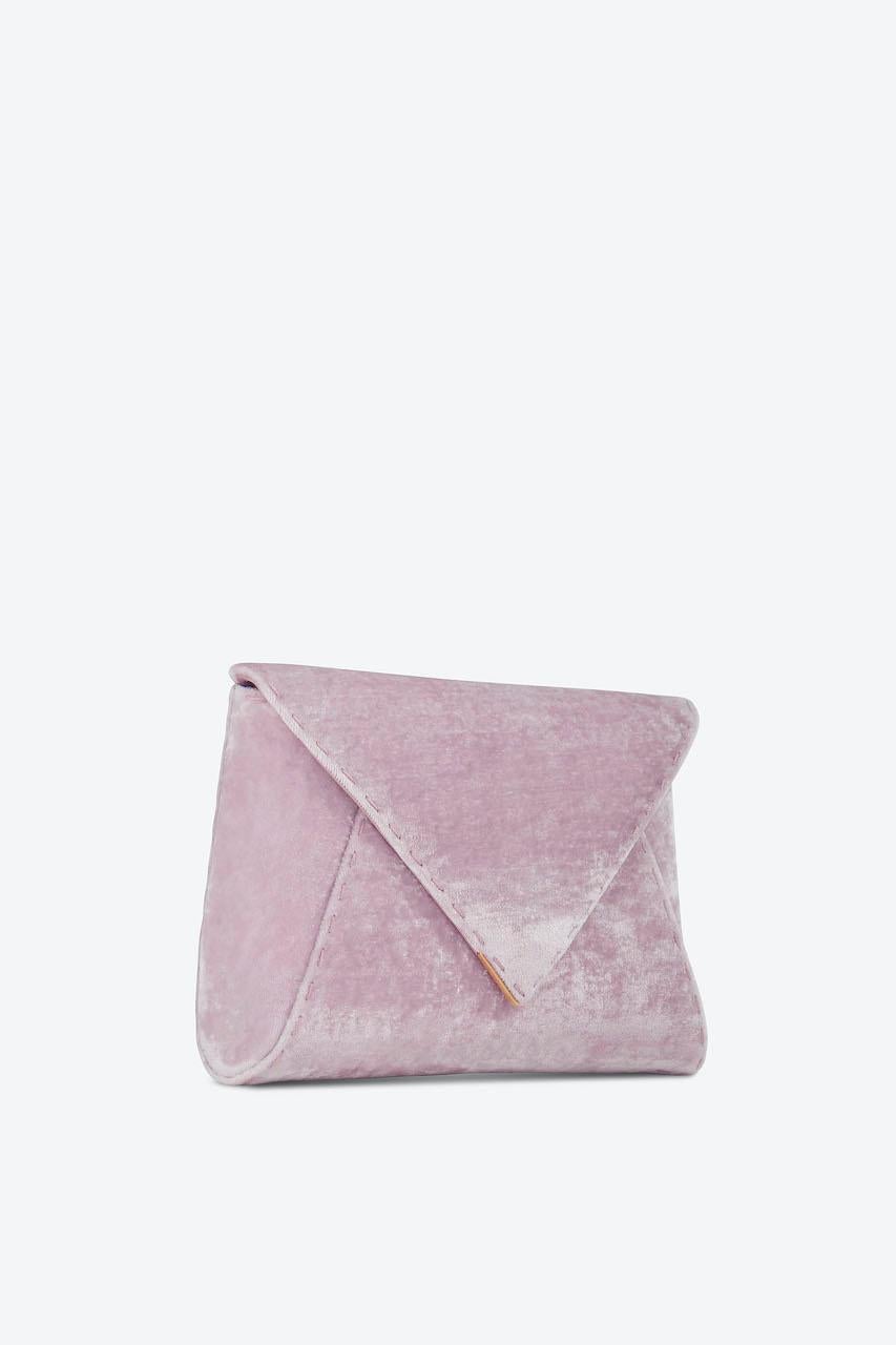 TYLER ELLIS Lee Pouchet Small Light Pink Crushed Velvet Gold Hardware In New Condition In Los Angeles, CA