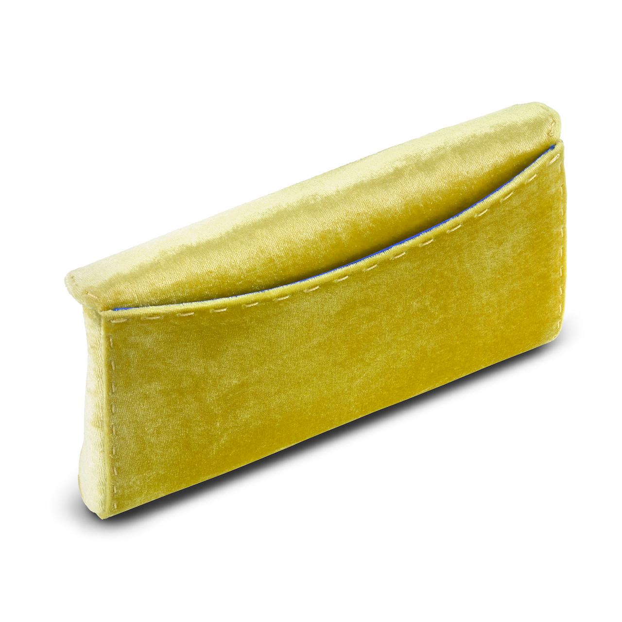 TYLER ELLIS Lee Pouchet Small Yellow Crushed Velvet Gold Hardware In New Condition In Los Angeles, CA