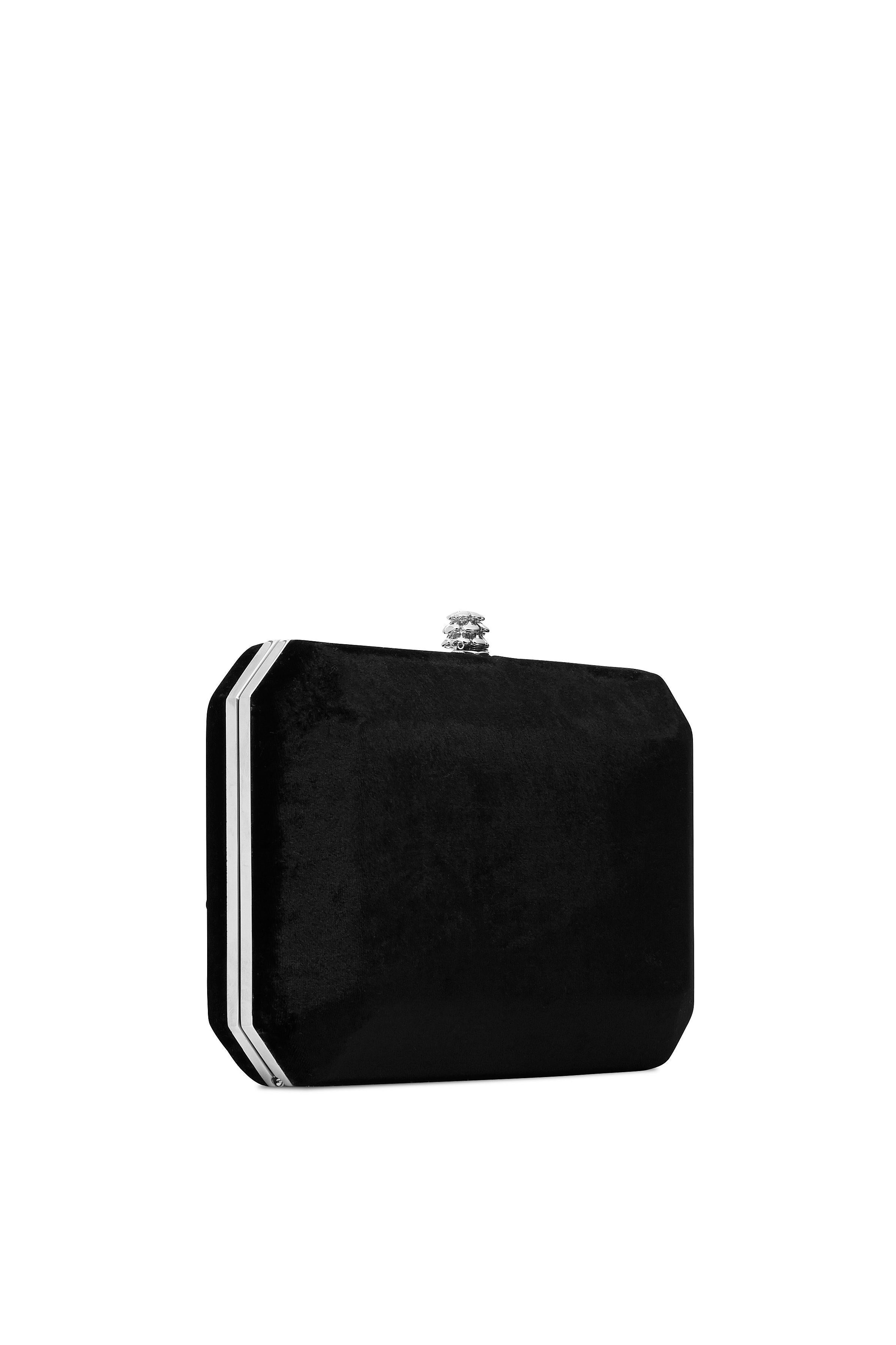 black clutch with silver hardware