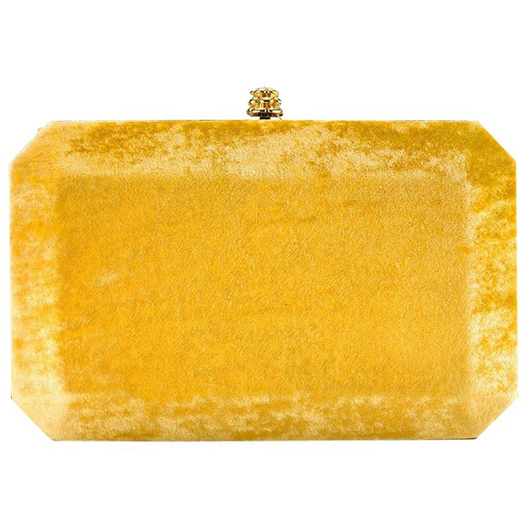 TYLER ELLIS Lily Clutch Gold Honey Crushed Velvet Gold Hardware