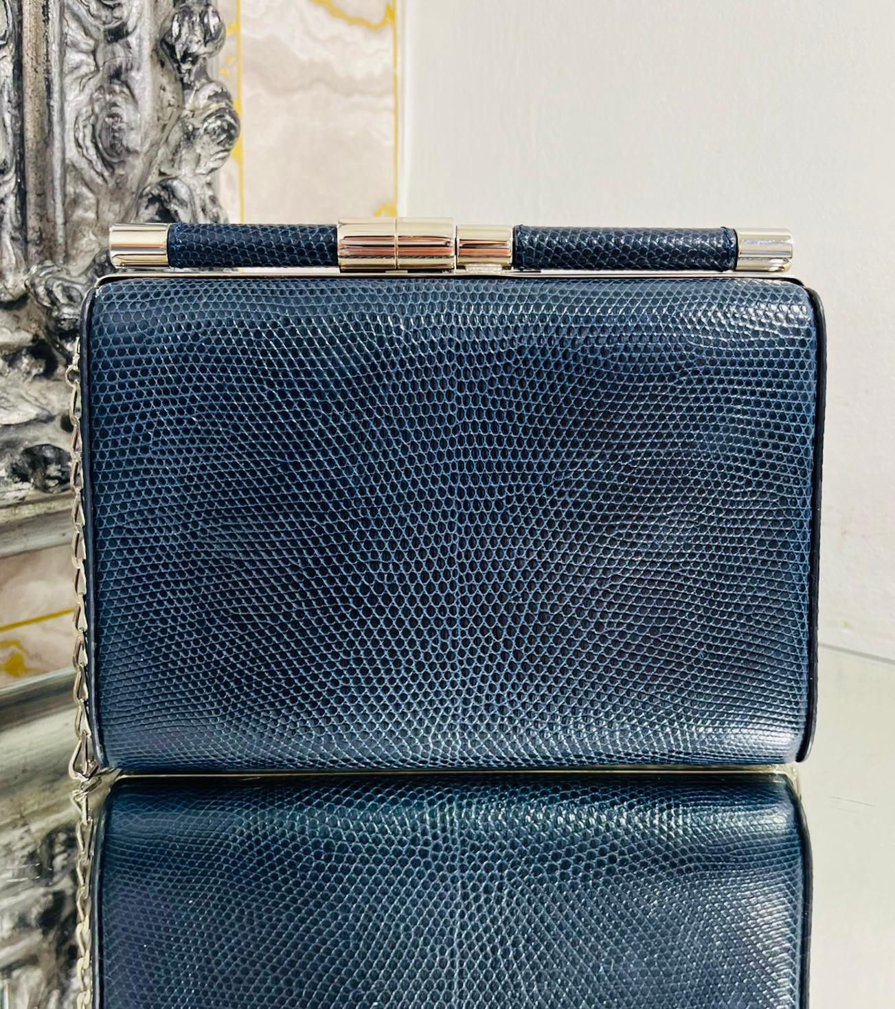 Tyler Ellis Lizard Skin Clutch Bag With Chain Strap In Excellent Condition For Sale In London, GB