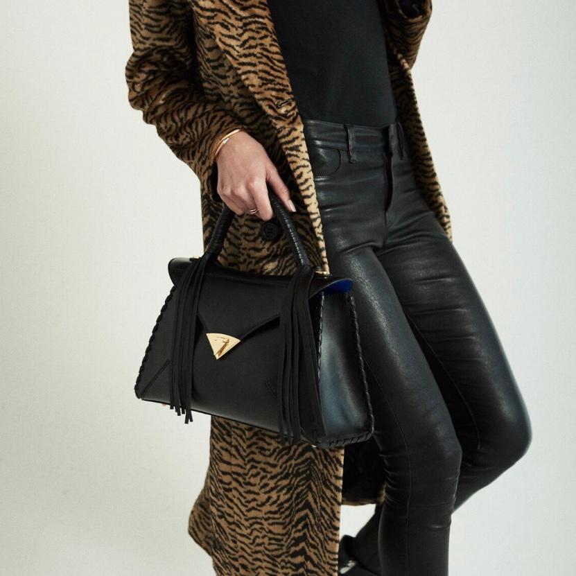 Bolso TYLER ELLIS LJ Cuero negro Herrajes dorados 1