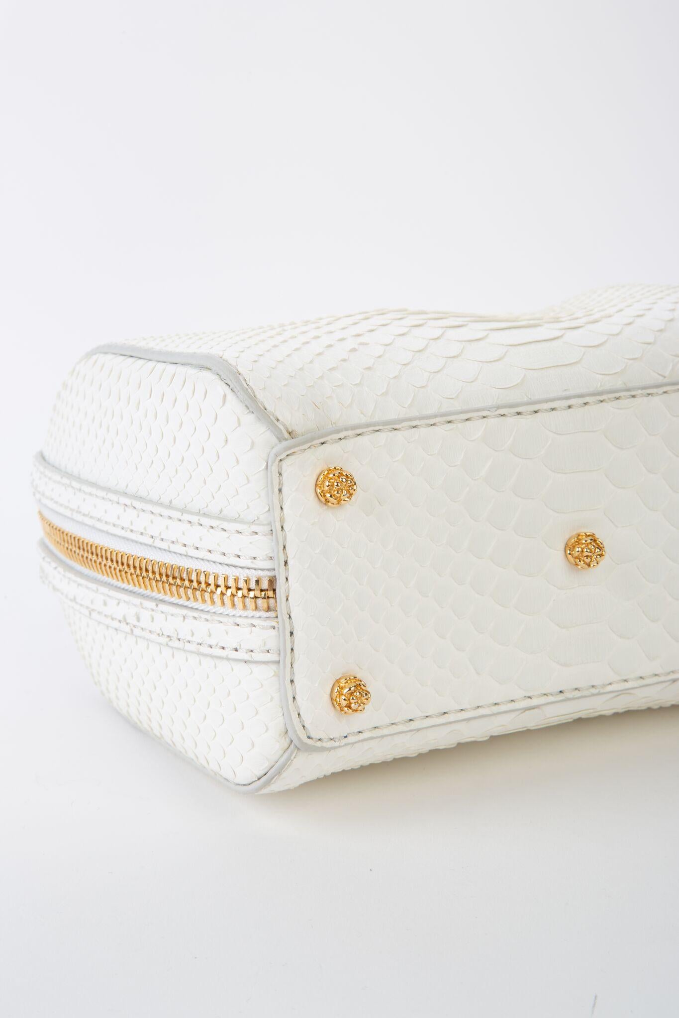 TYLER ELLIS Marilyn Tote Small White Matte Python Gold Hardware  In New Condition In Los Angeles, CA