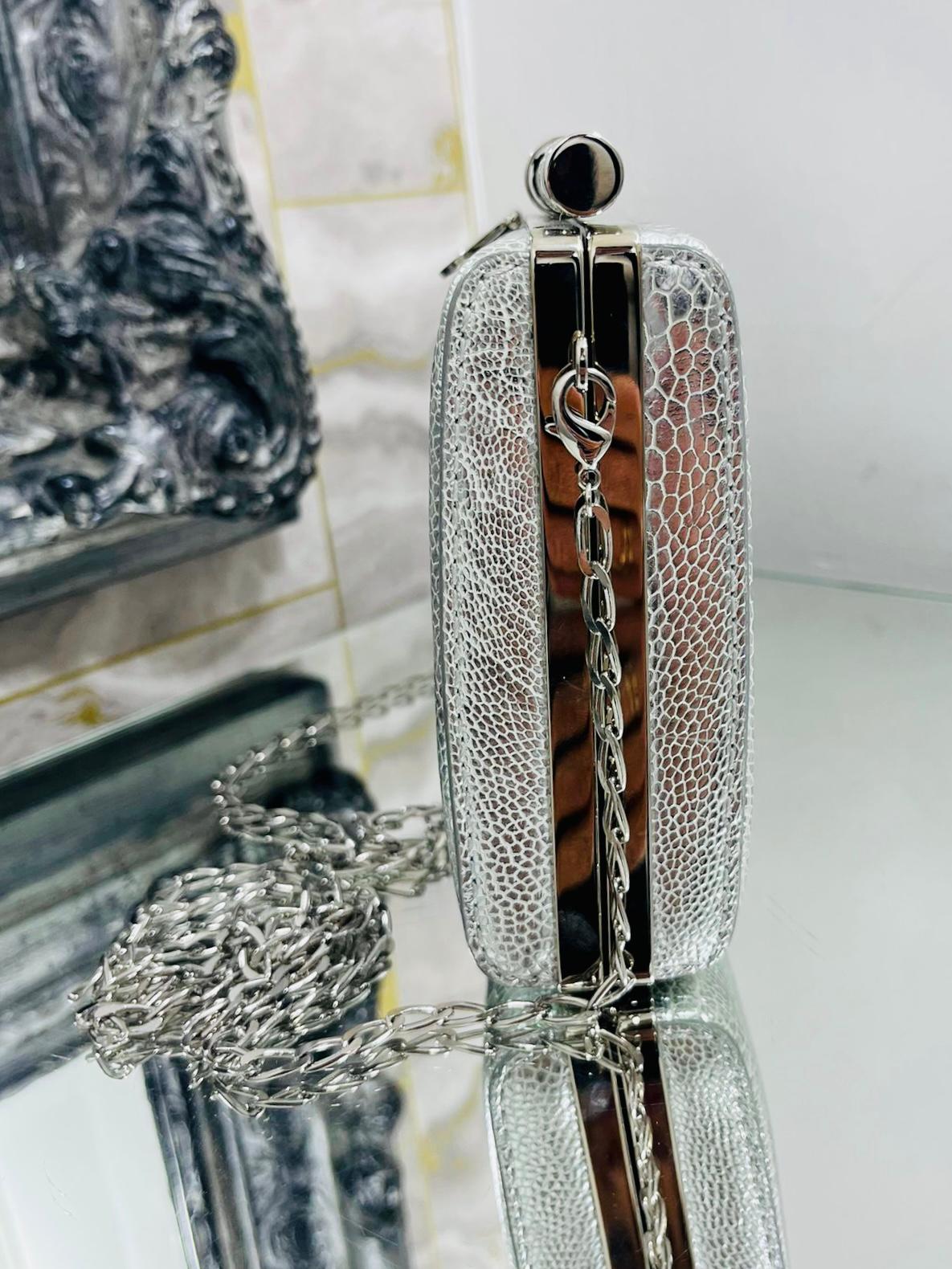 Tyler Ellis Metallic  Lizard Skin Clutch Bag With Chain Strap In Excellent Condition In London, GB