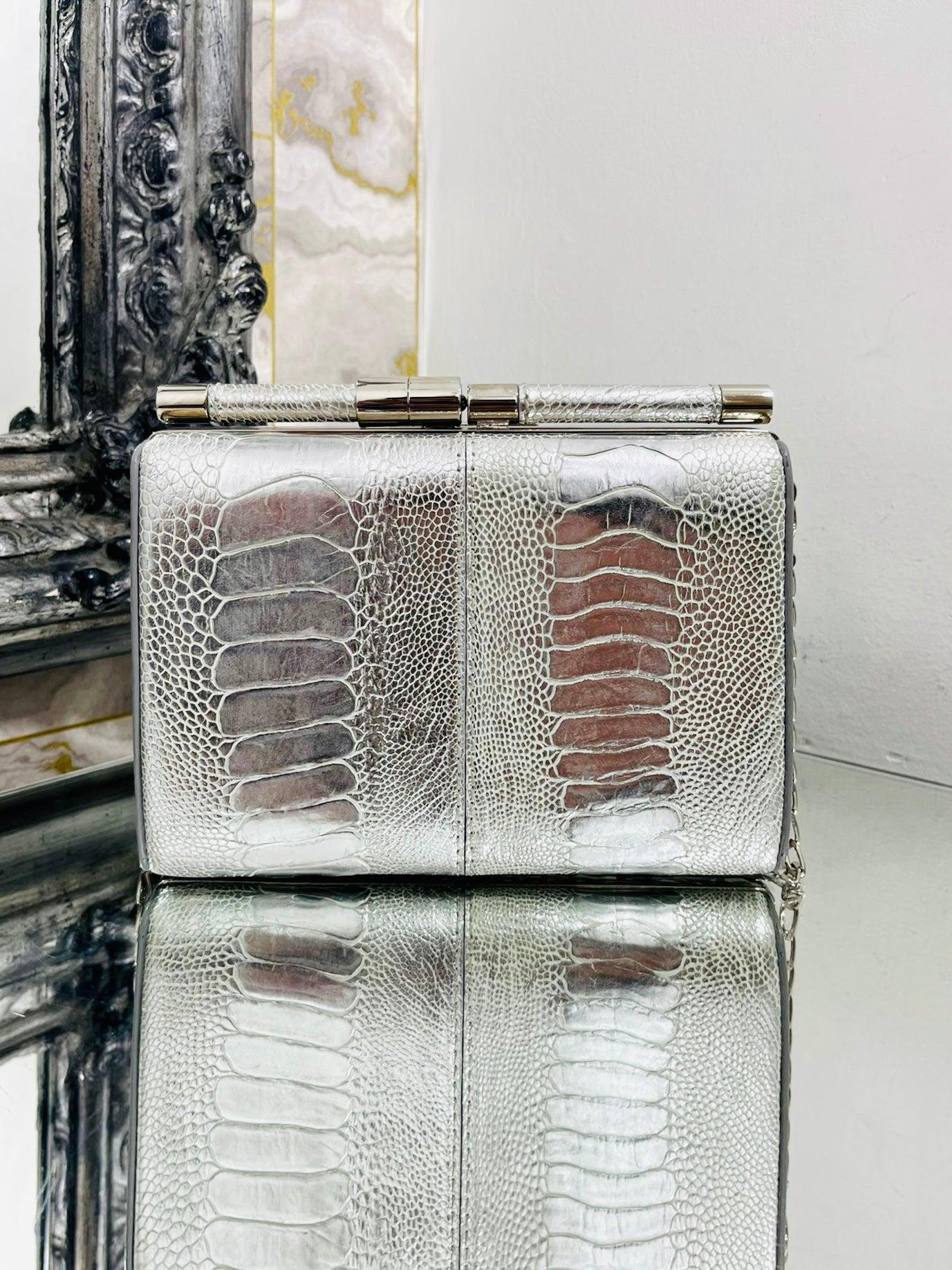 Tyler Ellis Metallic  Lizard Skin Clutch Bag With Chain Strap In Excellent Condition For Sale In London, GB