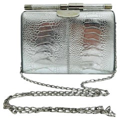 Tyler Ellis Metallic  Lizard Skin Clutch Bag With Chain Strap