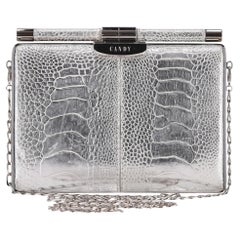 Tyler Ellis Metallic  Lizard Skin Clutch Bag With Chain Strap
