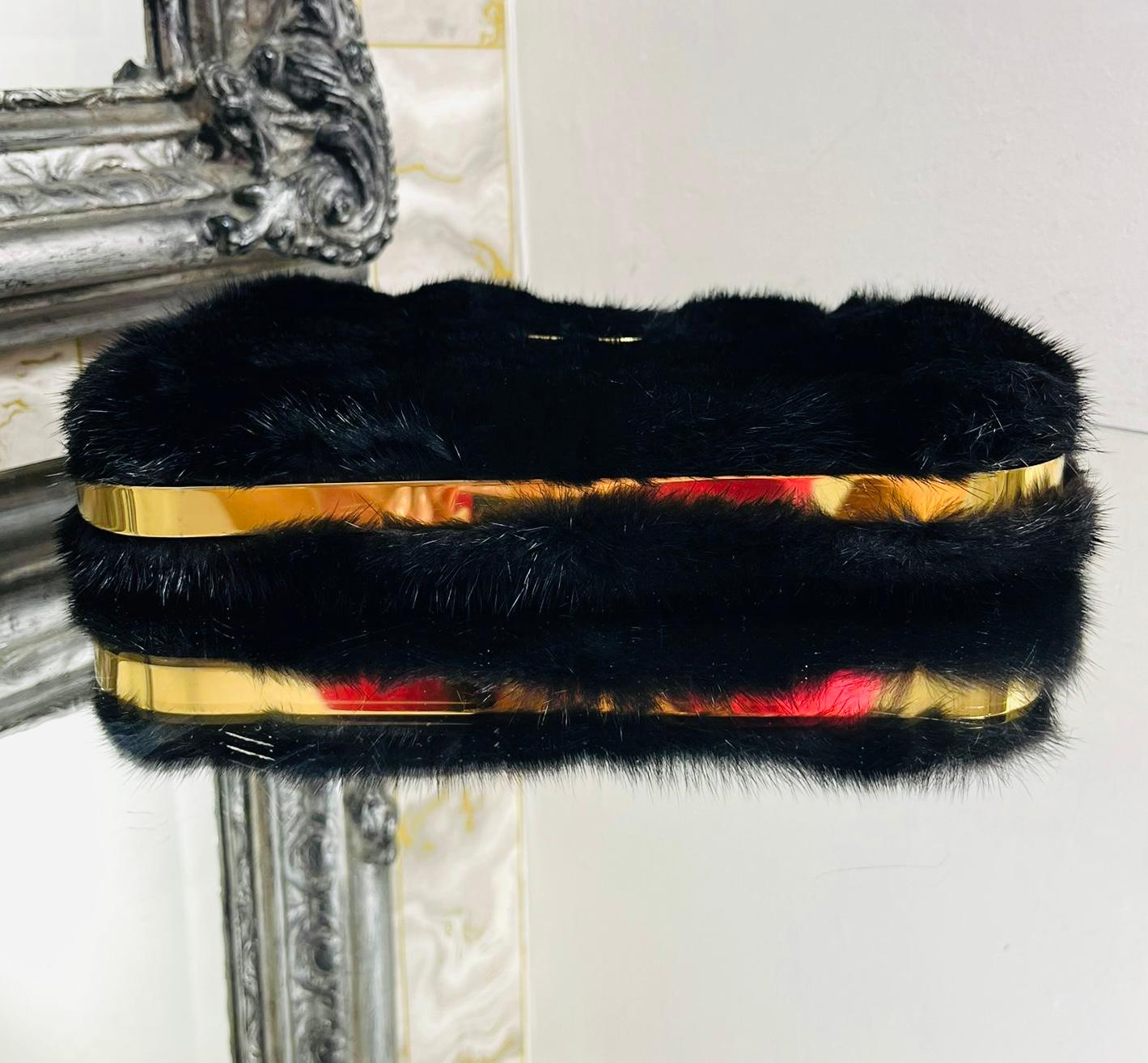 Women's Tyler Ellis Mink Fur Clutch Bag With Leather & Chain Strap For Sale