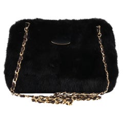 Tyler Ellis Mink Fur Clutch Bag With Leather & Chain Strap