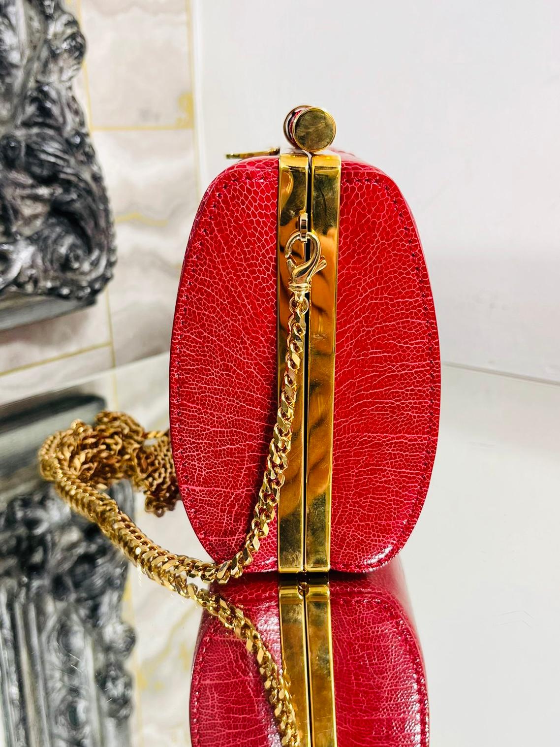 Rouge Pochette en peau d'autruche avec chaîne et bandoulière Tyler Ellis en vente