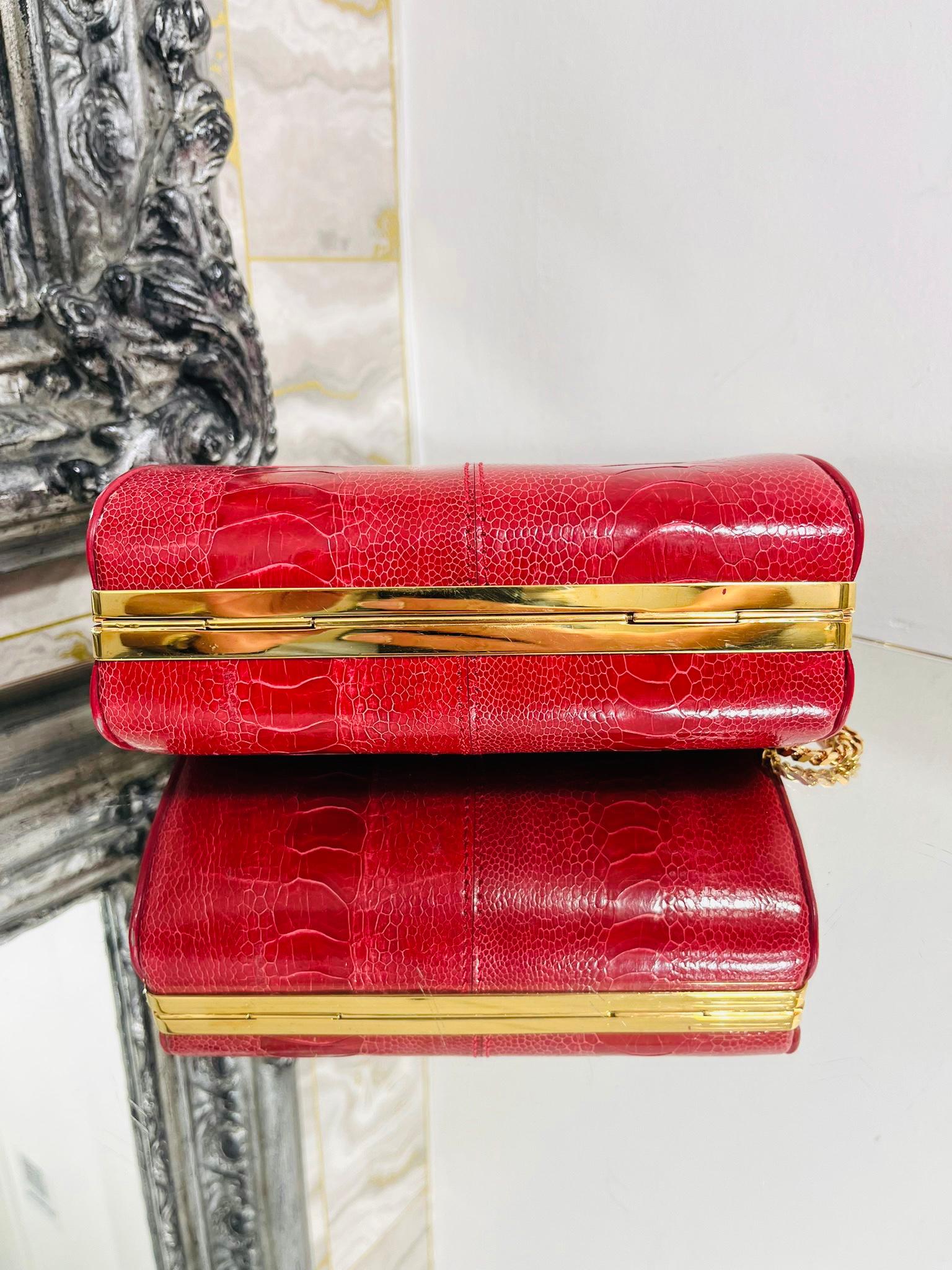 Pochette en peau d'autruche avec chaîne et bandoulière Tyler Ellis Excellent état - En vente à London, GB