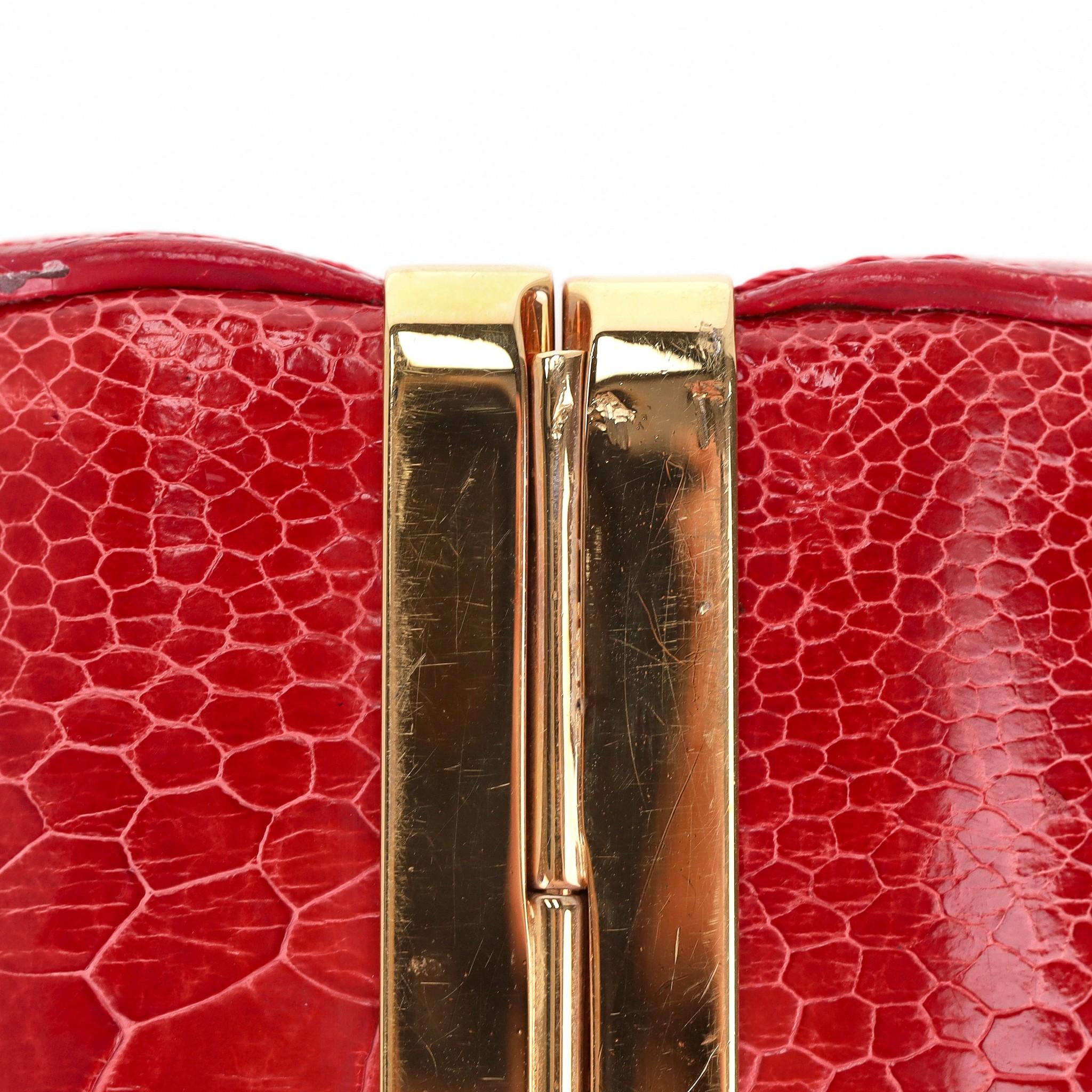 Tyler Ellis Ostrich Skin Clutch Bag With Chain Strap For Sale 4