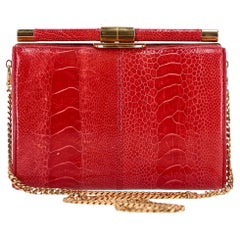 Tyler Ellis Ostrich Skin Clutch Bag With Chain Strap