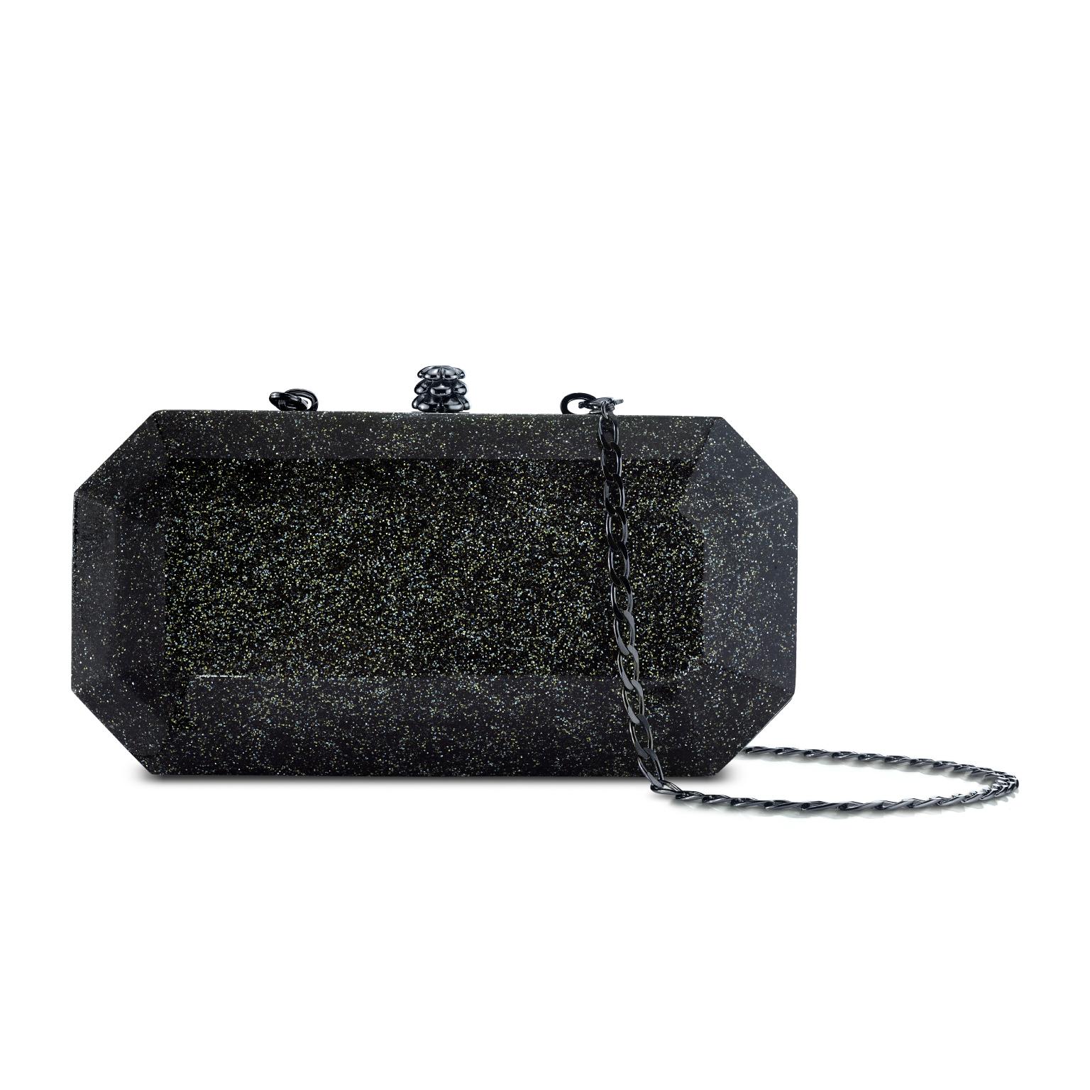 black sparkly clutch