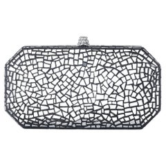 TYLER ELLIS Perry Clutch Small in Black Mosaic Mirrored Tile and Silver Hardware