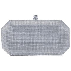 TYLER ELLIS Perry Clutch Small Silver Swarovski Crystal Fine Mesh