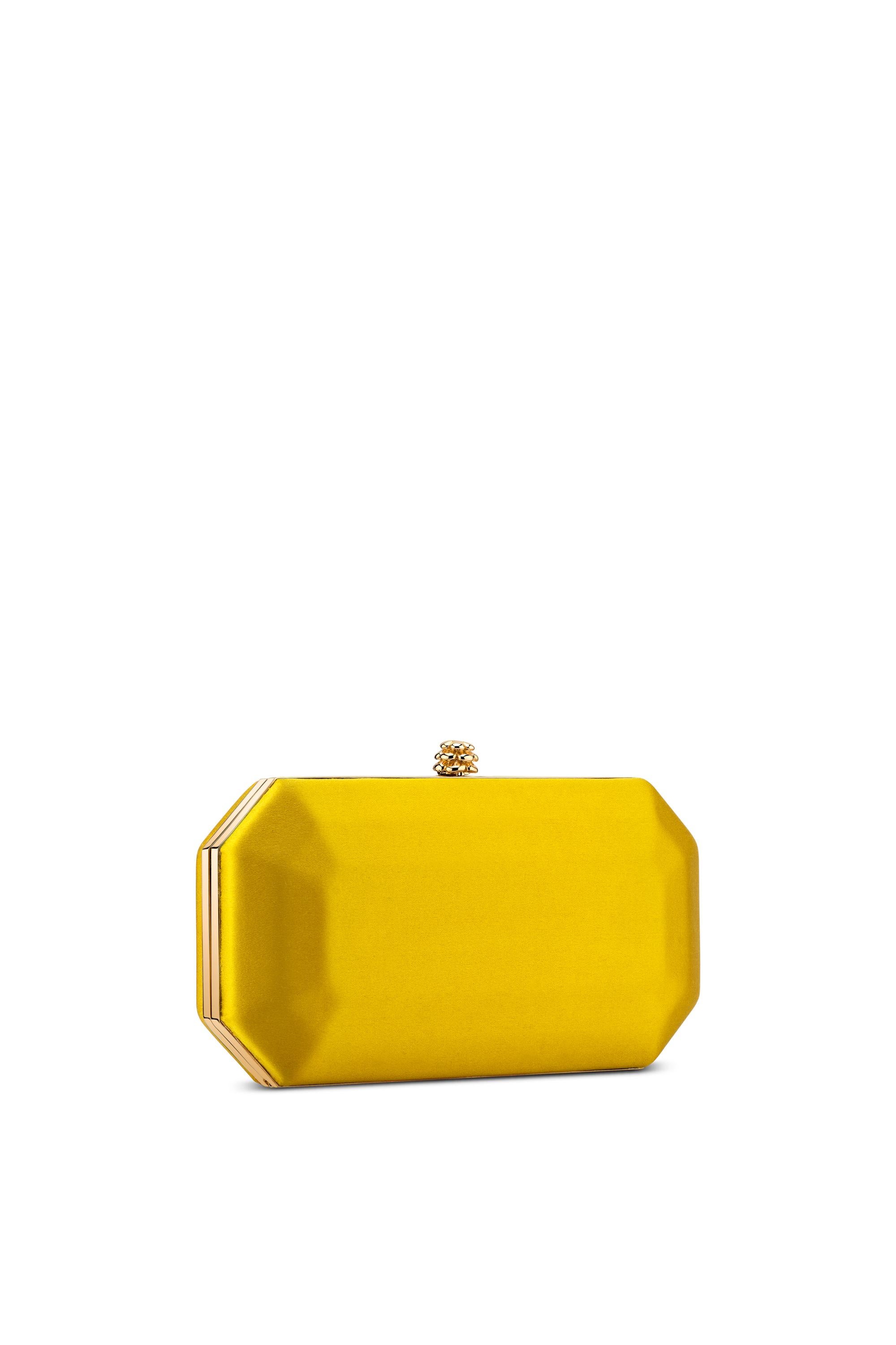 yellow satin clutch bag