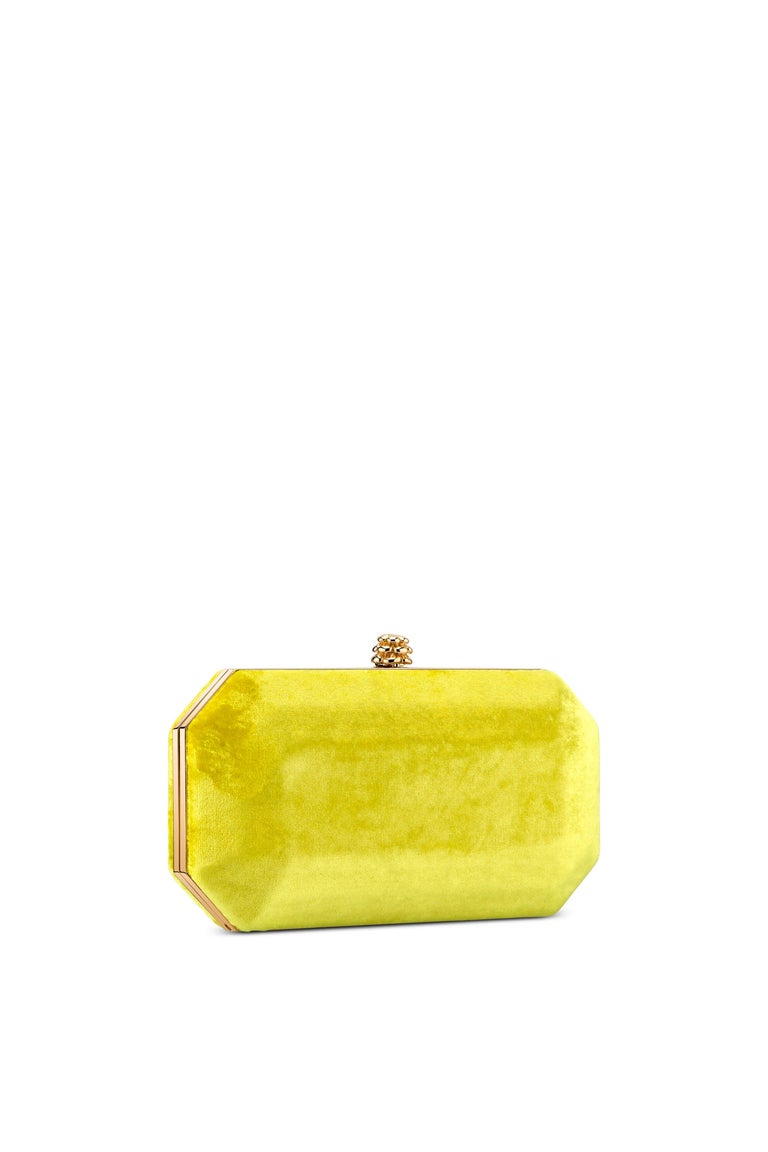 TYLER ELLIS Perry Small Clutch Yellow Crushed Velvet Gold Hardware For ...