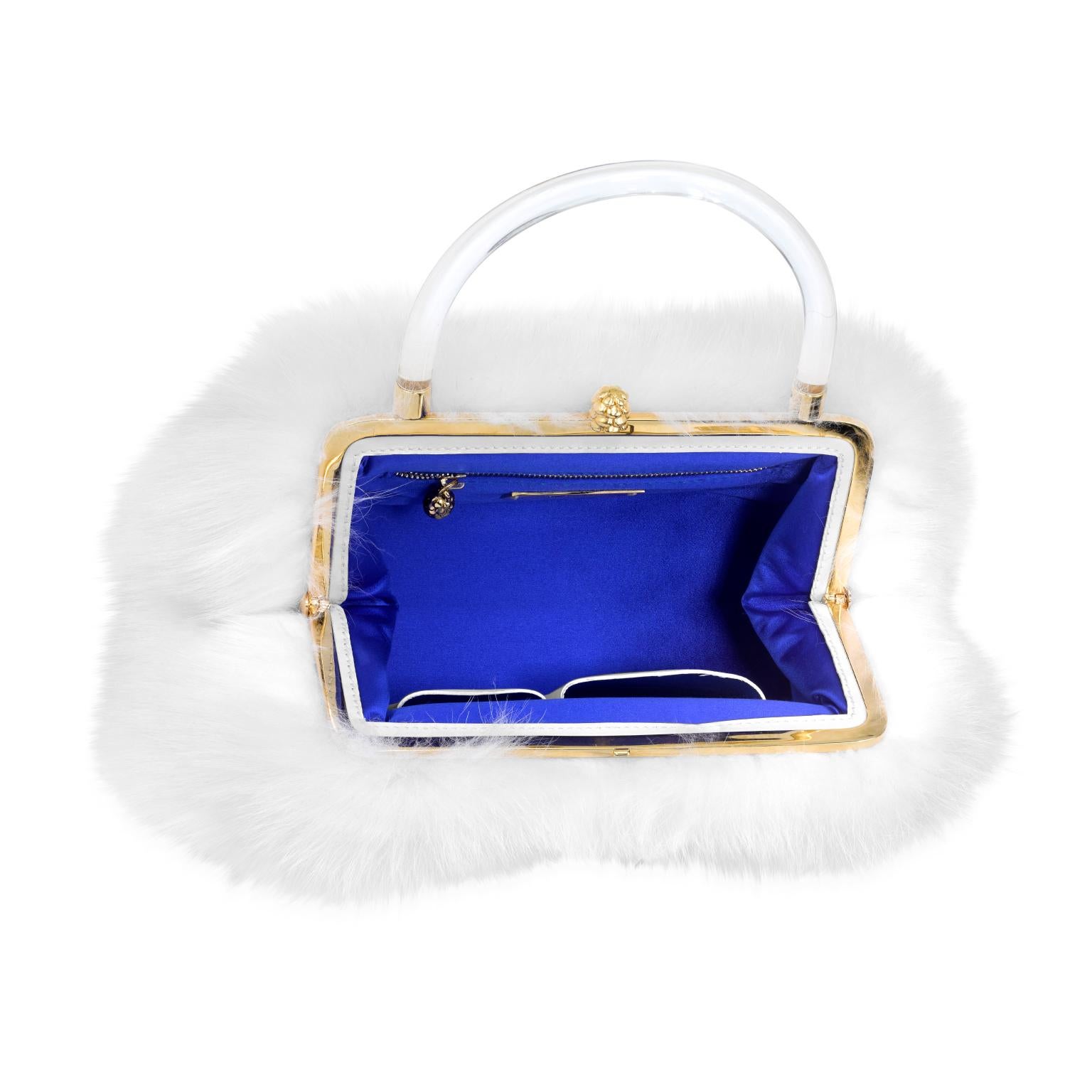 white fluffy purse