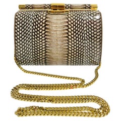 Tyler Ellis Python Skin Clutch Bag With Chain Strap