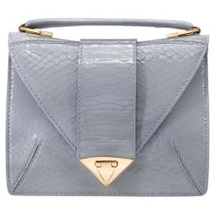 TYLER ELLIS Rita Handbag Small in Dove Grey Glossy Python with Gold Hardware