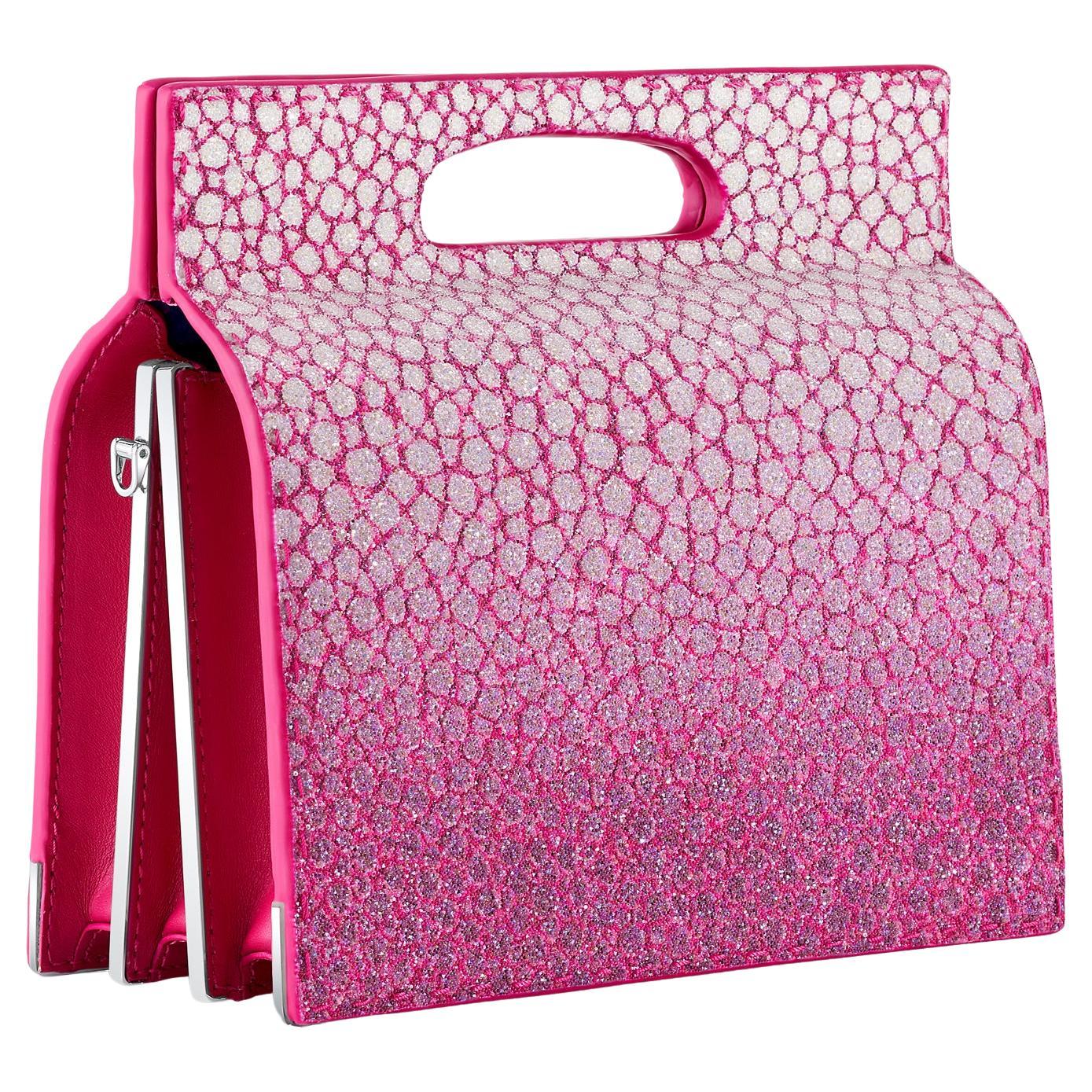 TYLER ELLIS Stella Handbag Tall in Pink & Silver Crystal with Silver Hardware 