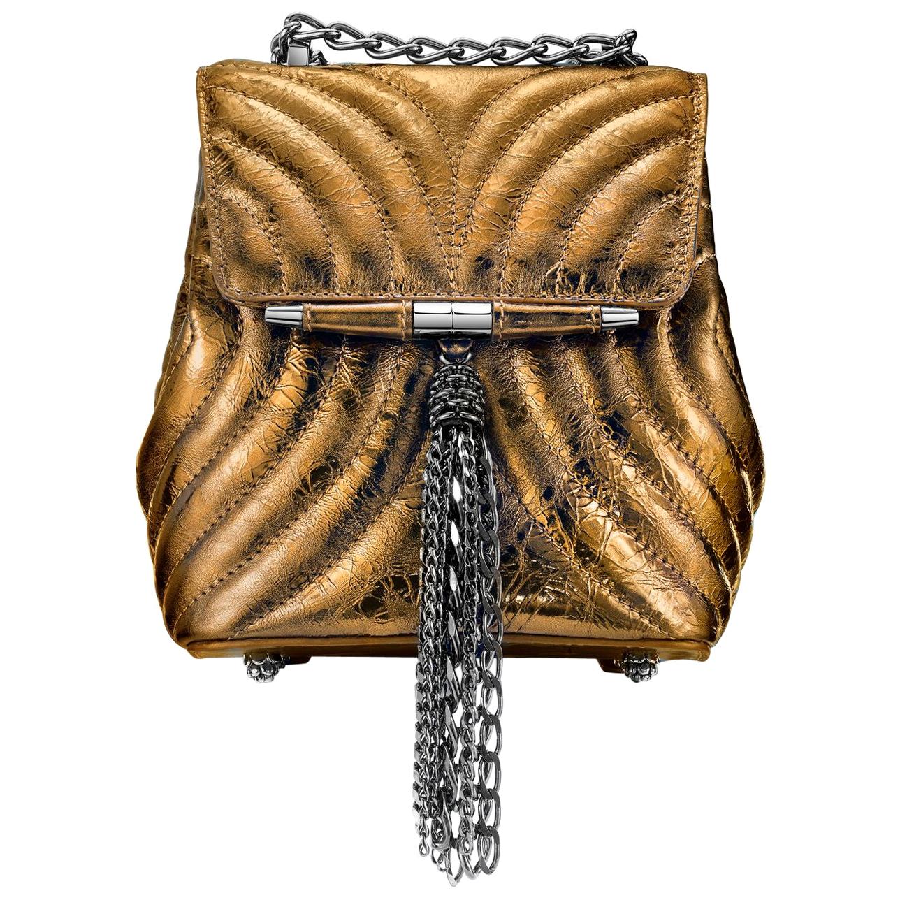 TYLER ELLIS Tiffany Backpack Petite in Bronze Leather with Gunmetal Hardware