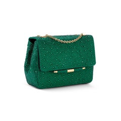 TYLER ELLIS Tiffany Classica Handbag Petite in Green Crystal with Gold Hardware