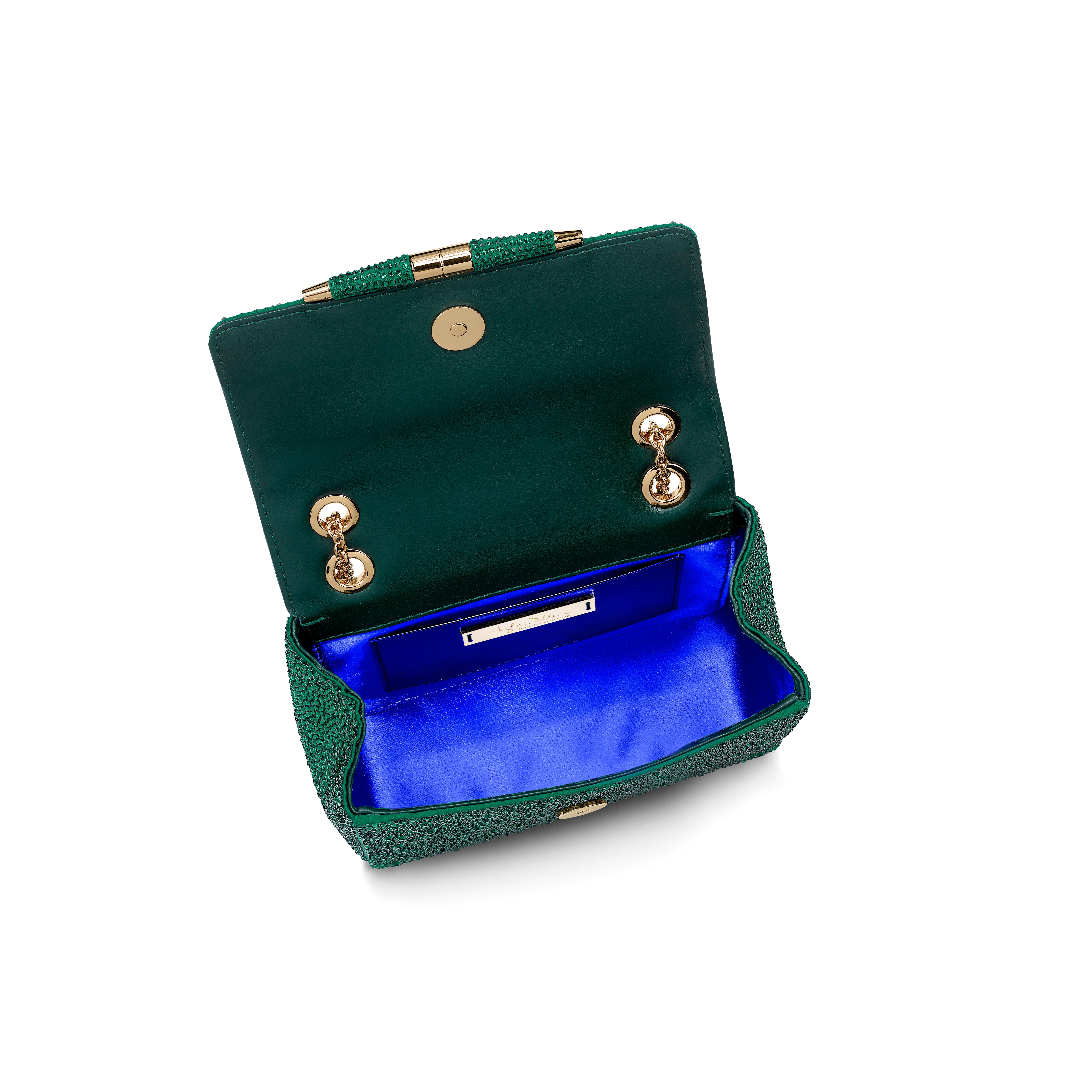 TYLER ELLIS Tiffany Classica Handbag Petite in Green Crystal with Gold Hardware In condizioni Nuovo in vendita a Los Angeles, CA