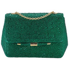 TYLER ELLIS Tiffany Classica Handbag Petite in Green Crystal with Gold Hardware