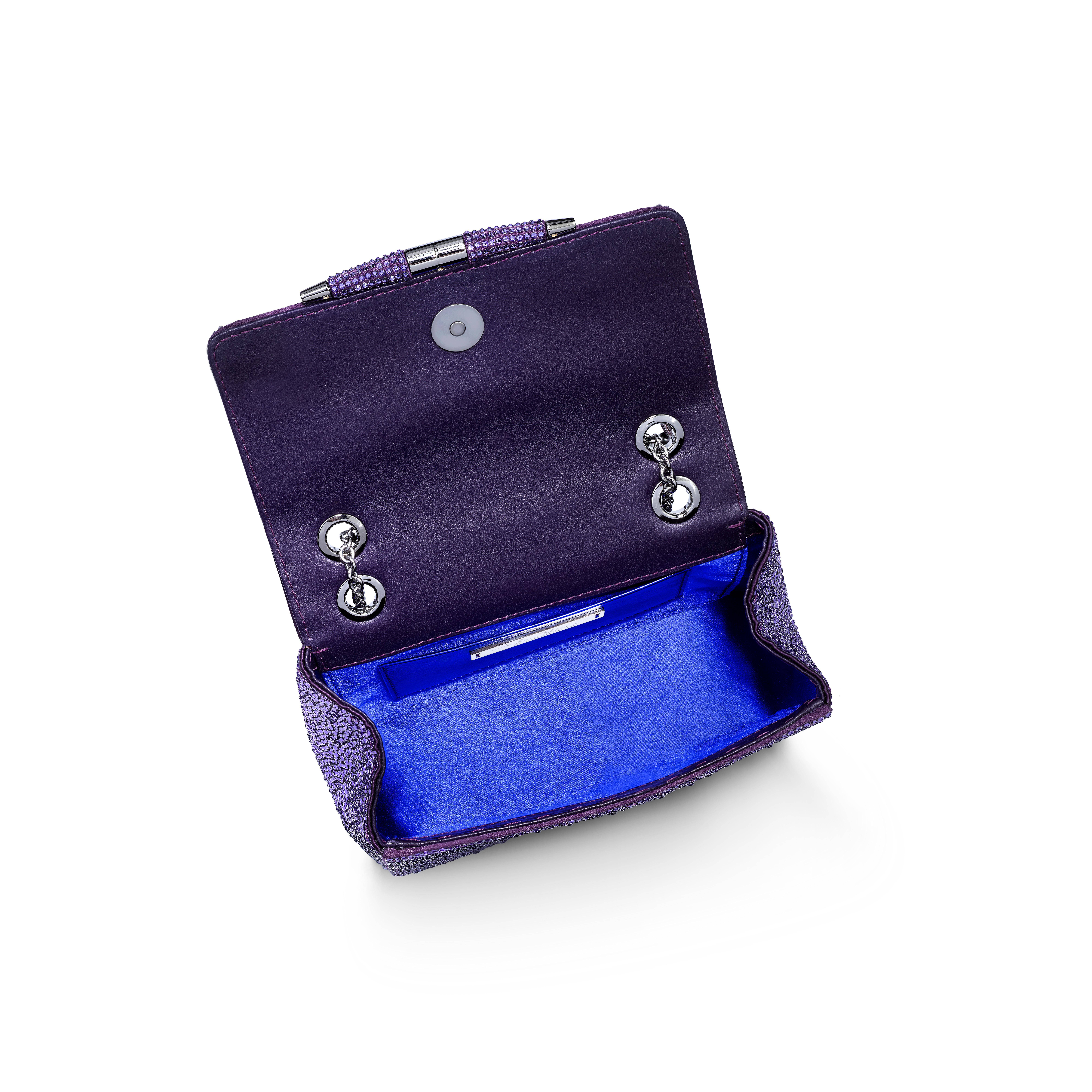 Black TYLER ELLIS Tiffany Classica Handbag Petite in Purple Crystal &Gunmetal Hardware