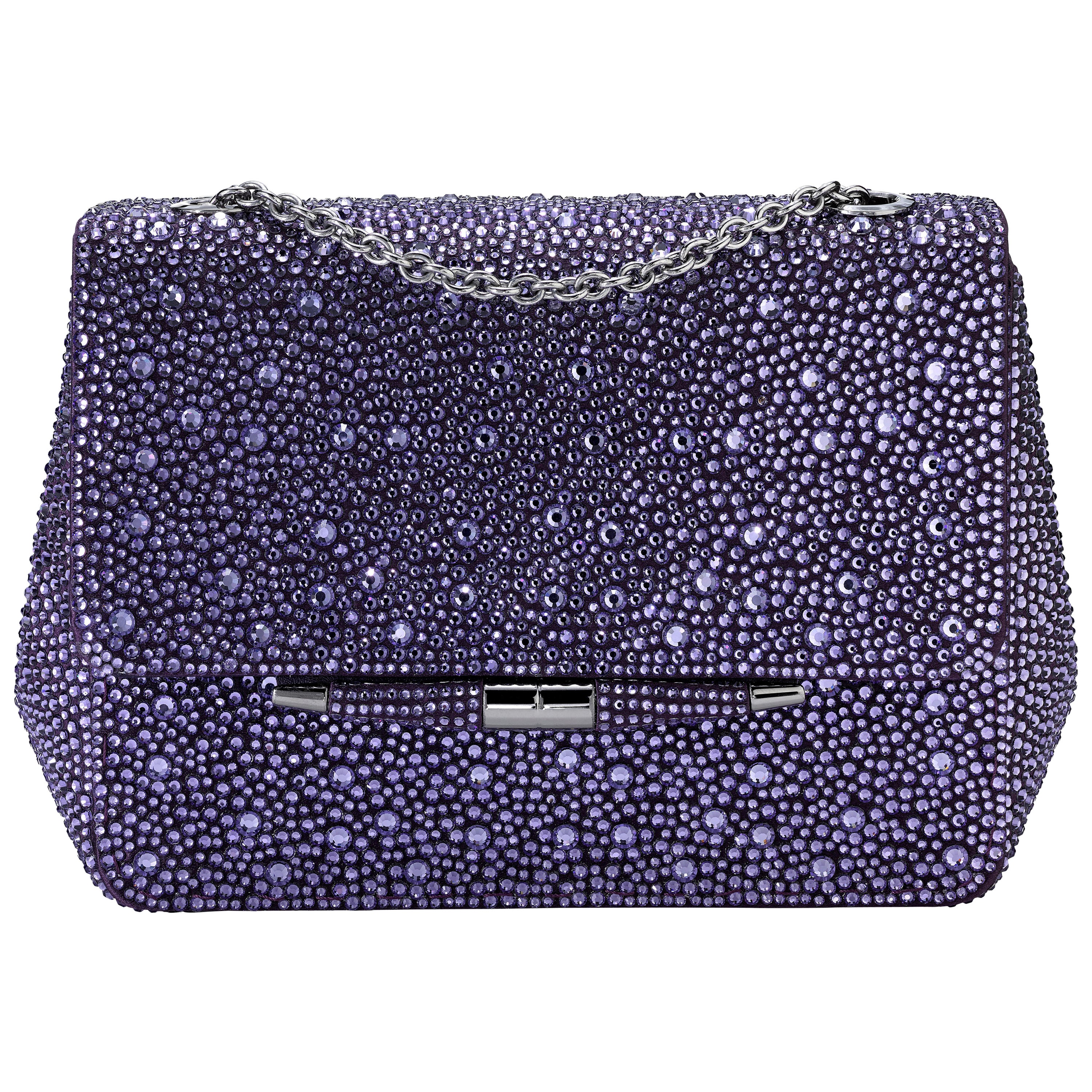 TYLER ELLIS Tiffany Classica Handtasche Petite aus lila Kristall und Metallbeschlägen