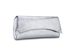 TYLER ELLIS Veronica Clutch in Silver Antiqued Leather with Silver Hardware