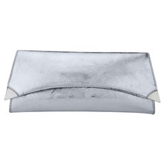 TYLER ELLIS Veronica Clutch in Silver Antiqued Leather with Silver Hardware