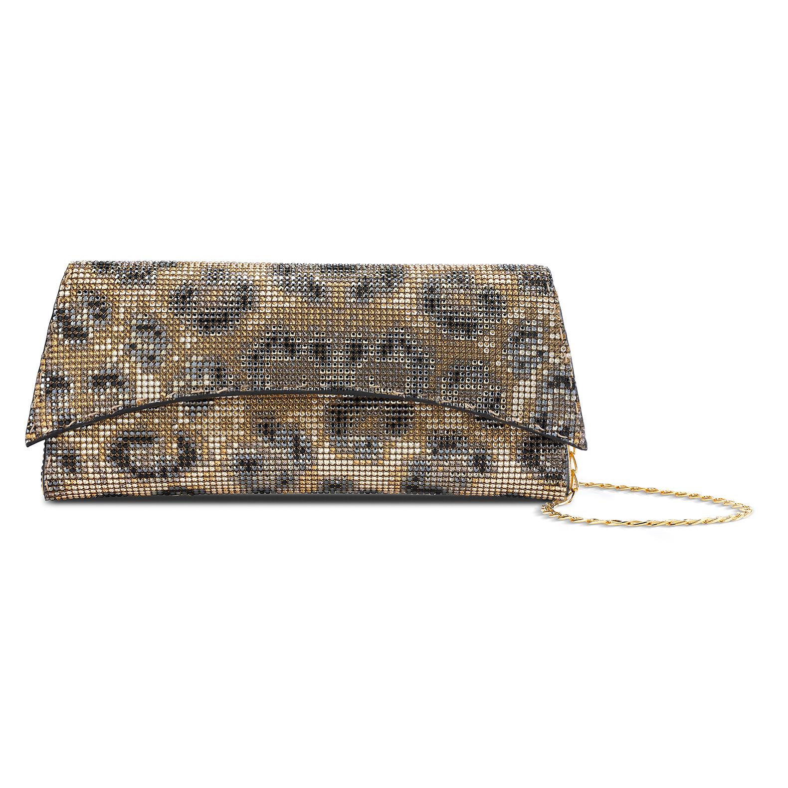 Marron TYLER ELLIS Veronica Pochette léopard en maille fine avec cristaux Swarovski en vente