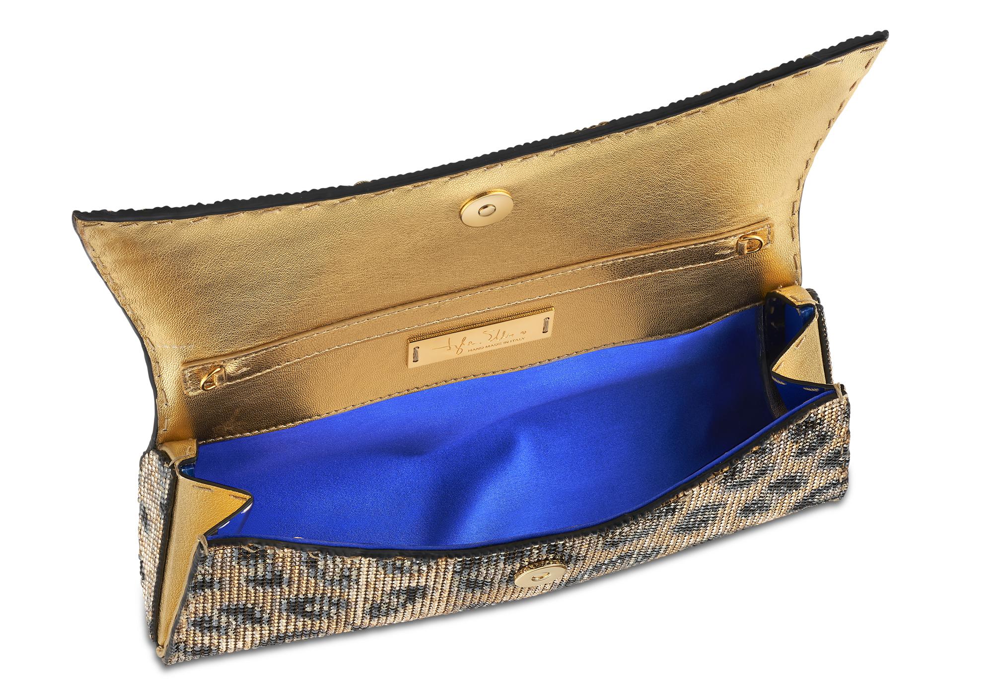 TYLER ELLIS Veronica Pochette léopard en maille fine avec cristaux Swarovski Neuf - En vente à Los Angeles, CA