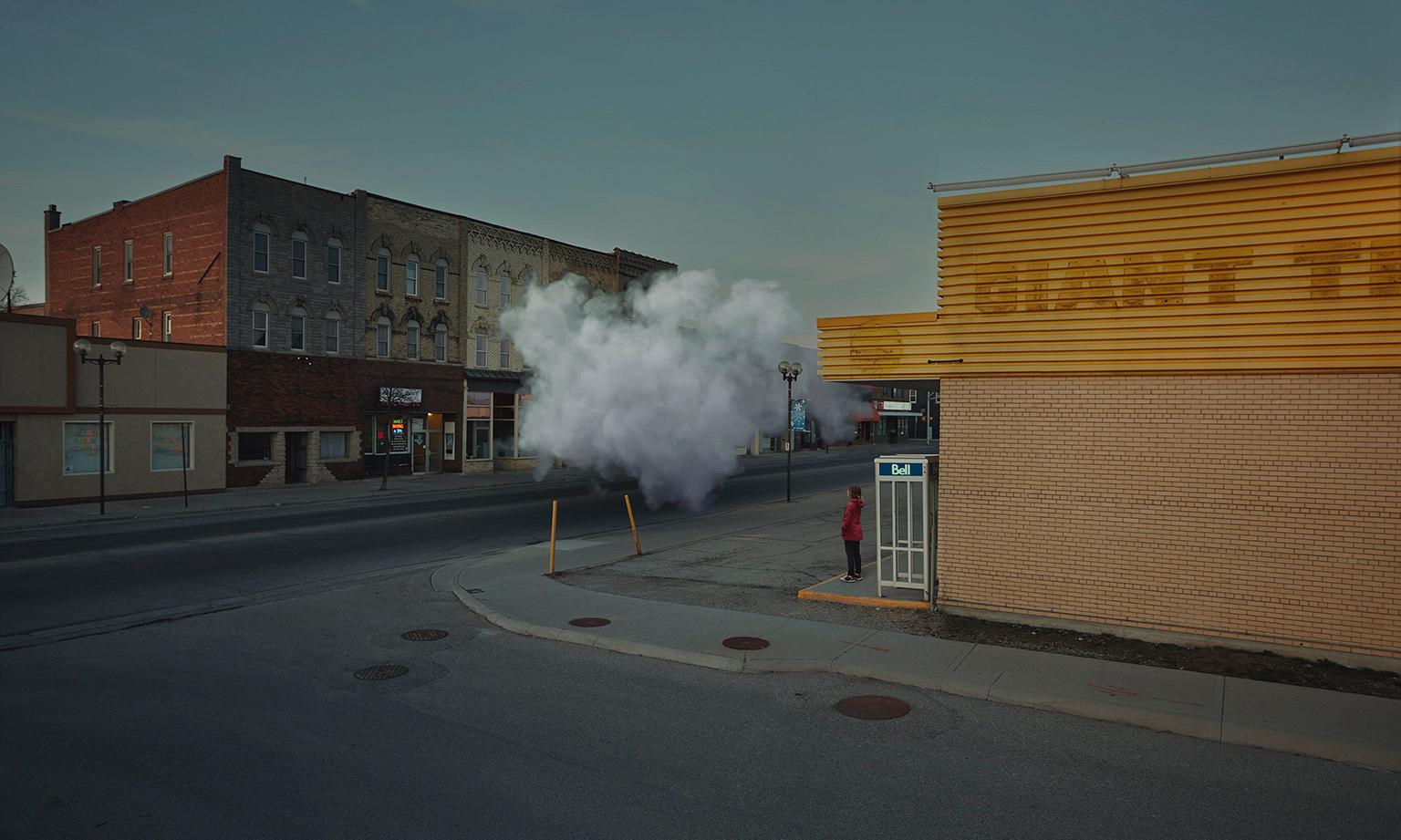 Mystery Cloud, Ontario, Canada, 2018. Dye Pigment Print.. Edition of 10.
Signed, Dated and Numbered on the Reverse.

Tyler Gray’s photographs are cinematic in their storytelling. They are those moments that transform and become completely surreal in