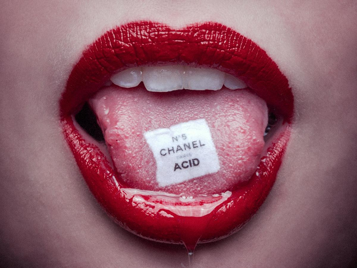 Tyler Shields Color Photograph - Chanel Acid (60" x 60")