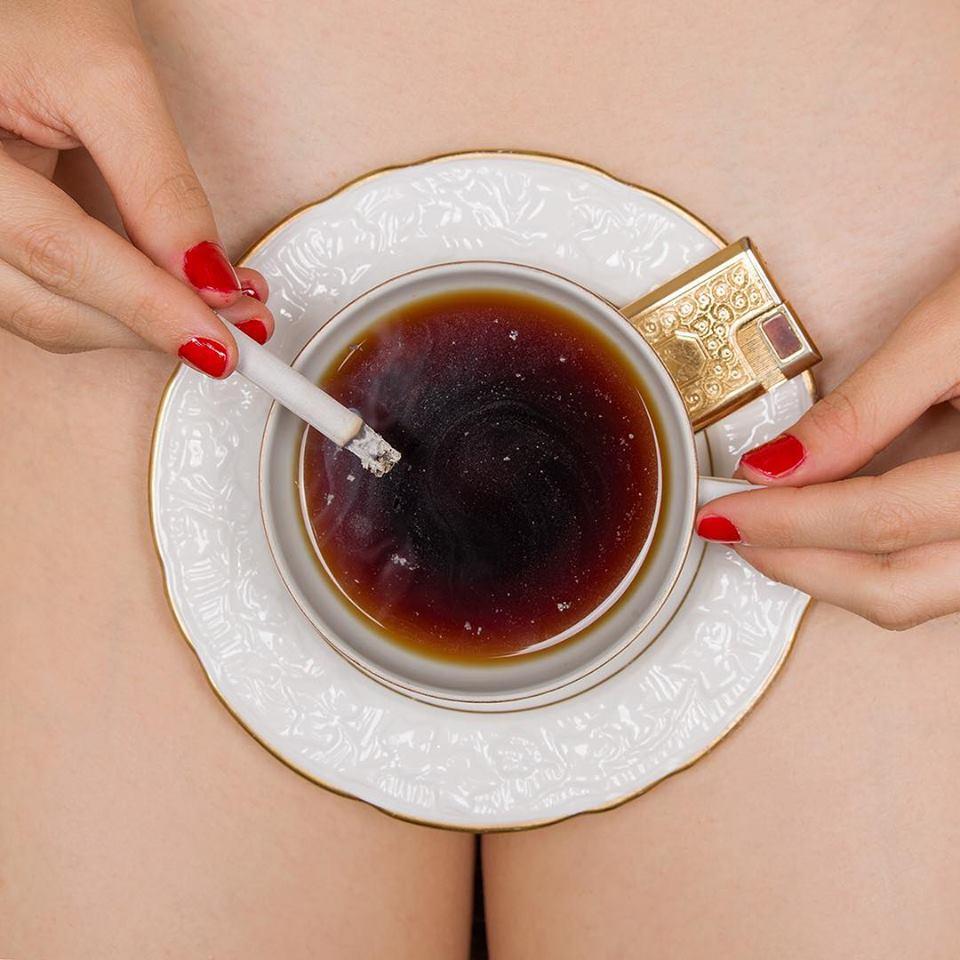 Tyler Shields Still-Life Photograph - Coffee and Cigarettes 