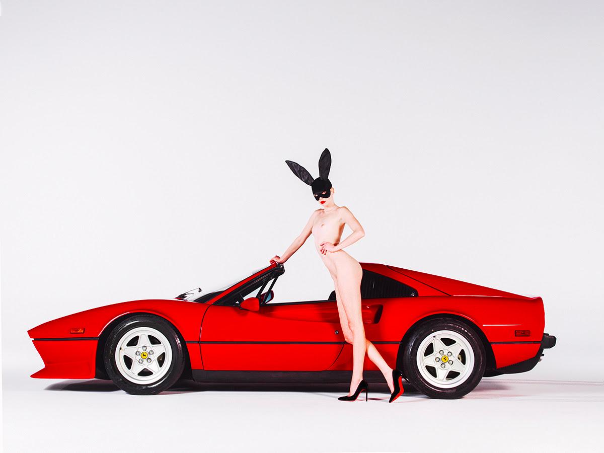 Tyler Shields Figurative Photograph - Ferrari Bunny (56" x 72")