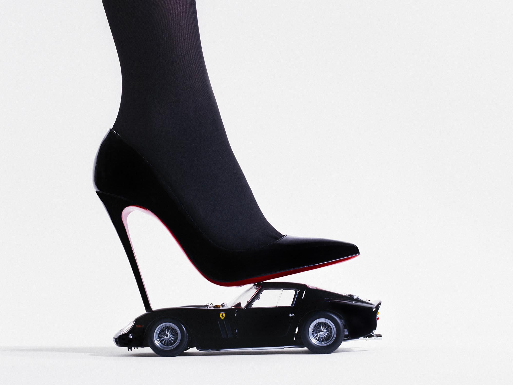 Tyler Shields Black and White Photograph - Ferrari High Heel (15" x 20")
