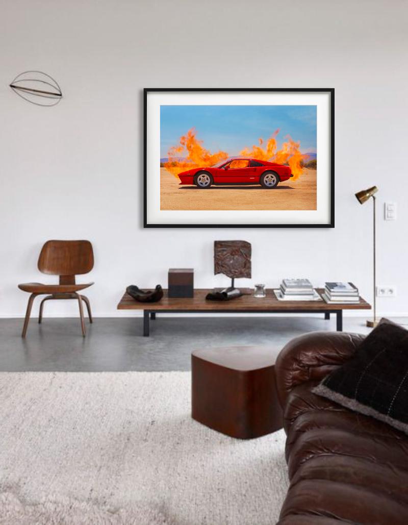 Ferrari in fiamme, Fotografia d'autore, 2022 in vendita 5
