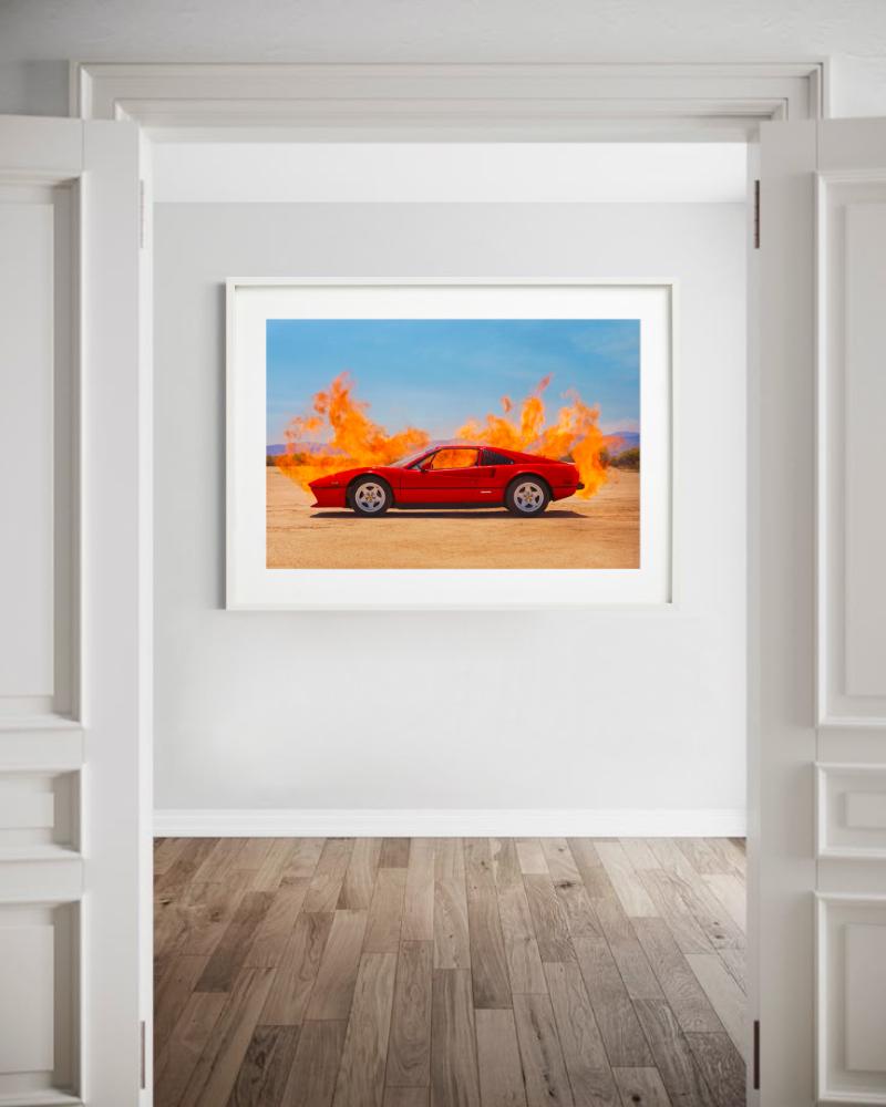 Ferrari in fiamme, Fotografia d'autore, 2022 - Photograph di Tyler Shields
