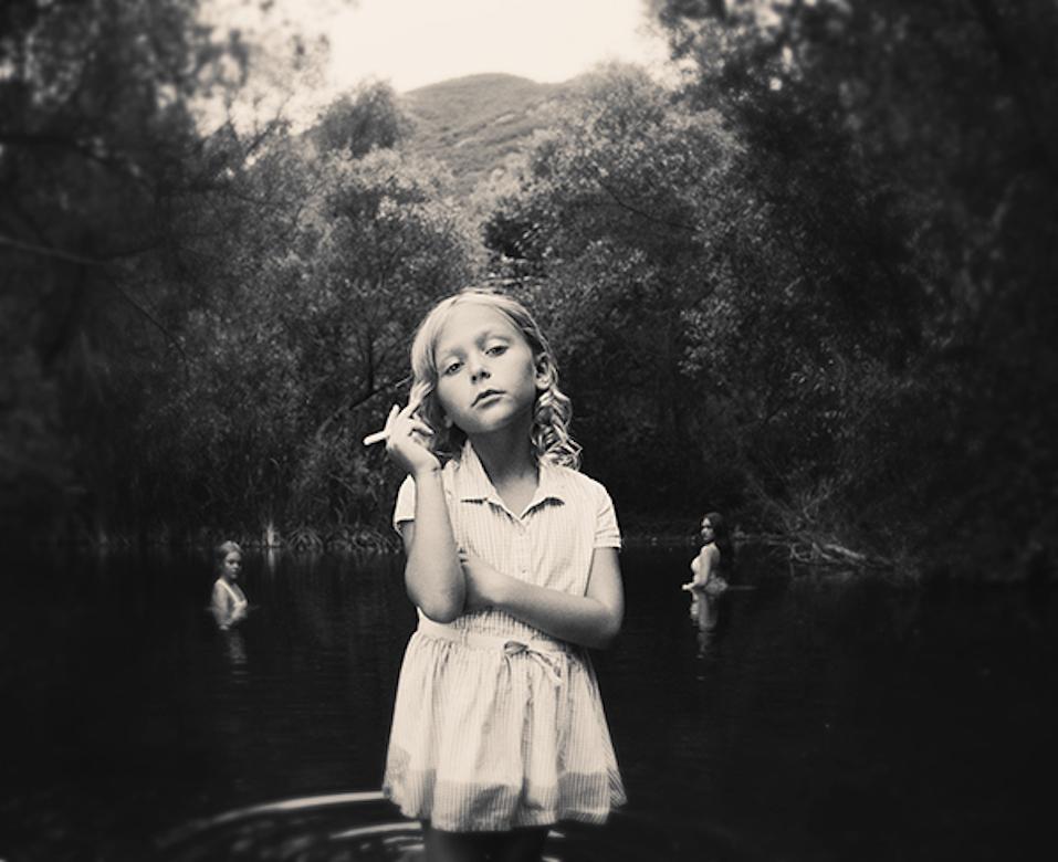 Tyler Shields Black and White Photograph - Girl In The Pond (22.5" x 30")