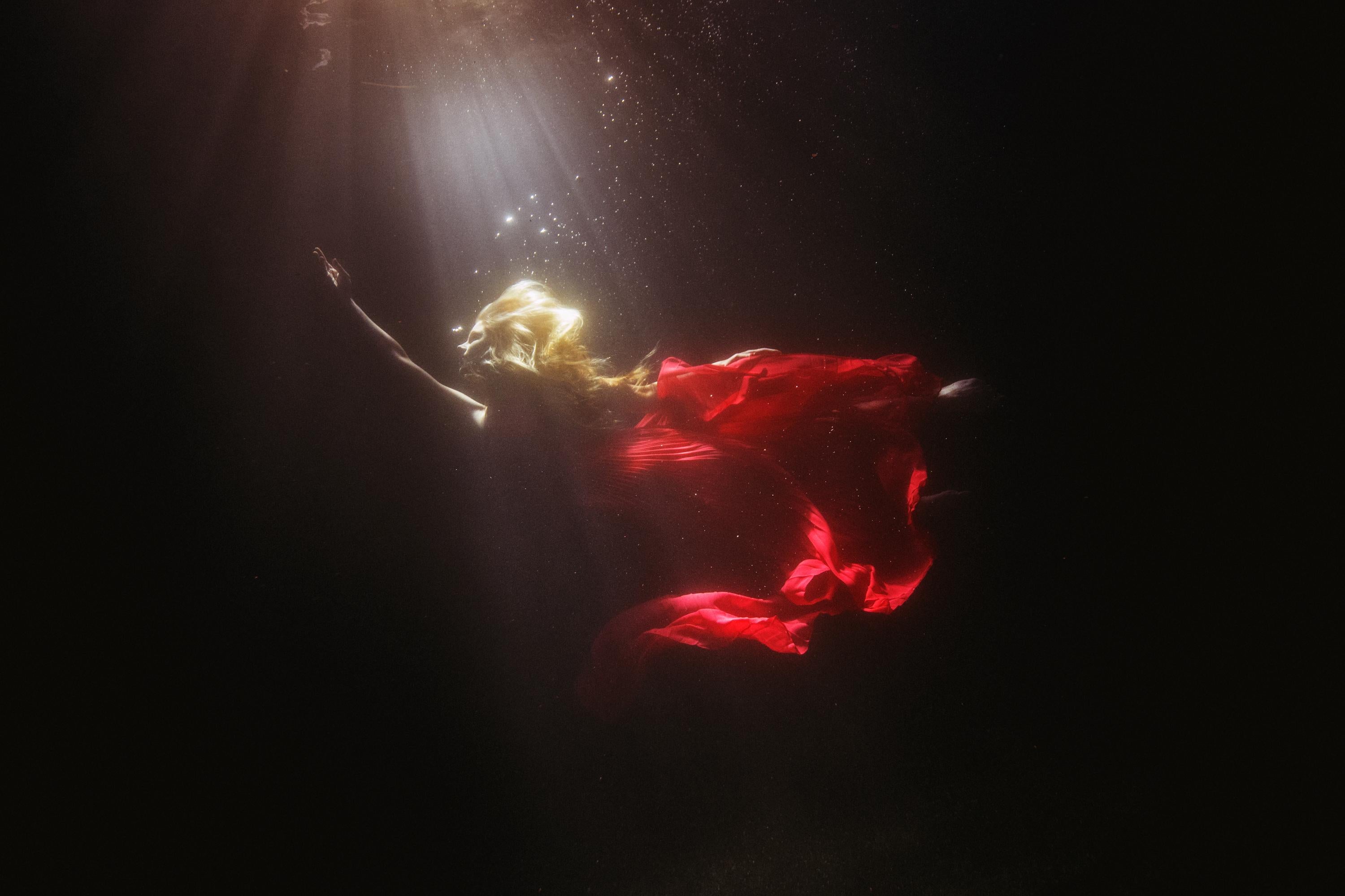 Tyler Shields Portrait Photograph - Goddess, Photography, Story teller, Hollywood, Water, Dress, Red