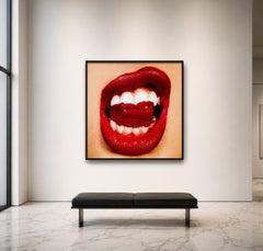 Lipstick in Mouth, 60 x 60 inches (150x150cm) by Tyler Shields FRAMED