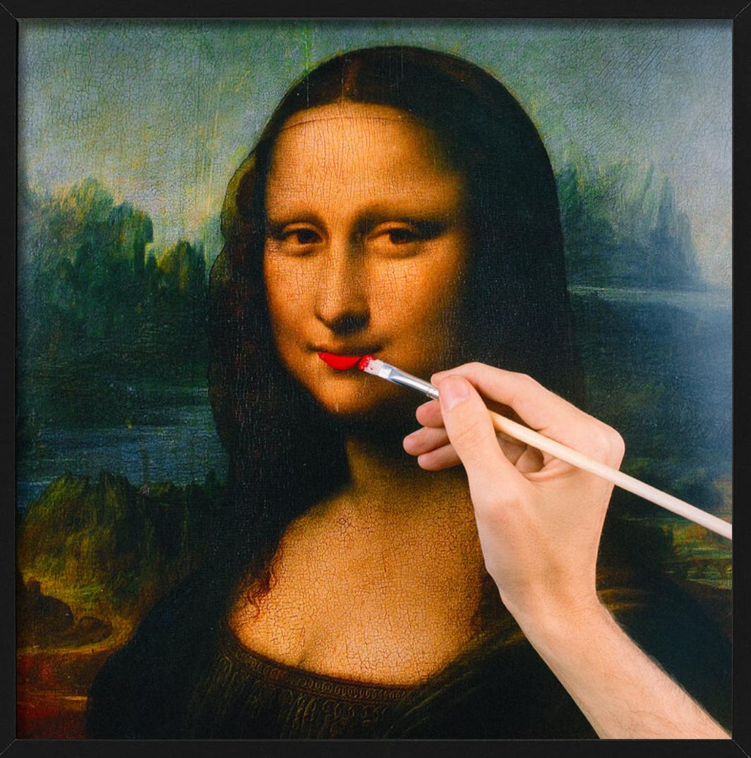 Mona Lisa Make-Up, Mona Lisa mit einem Lichtschein, Kunstfotografie, 2018 im Angebot 1