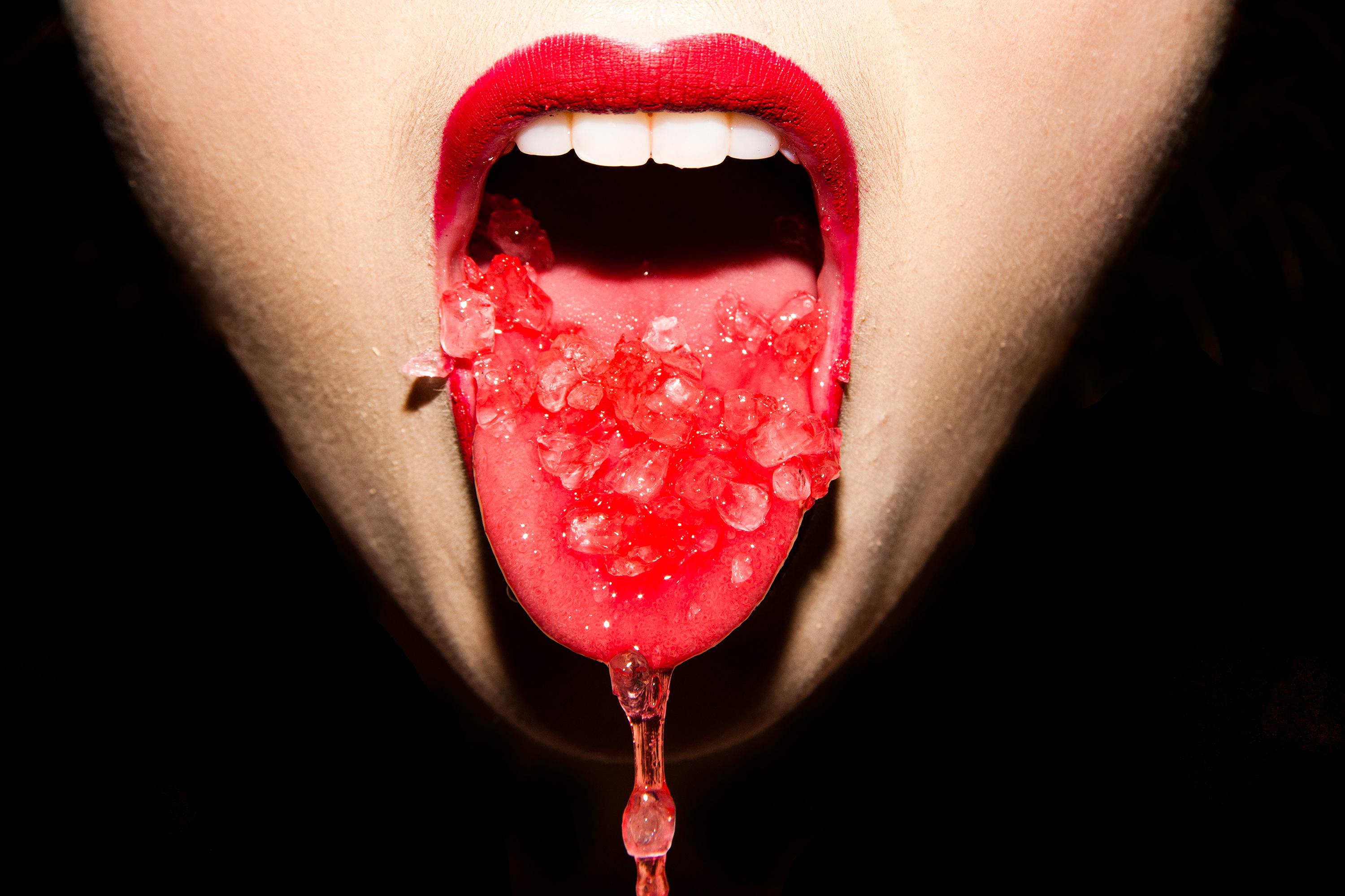 Tyler Shields Color Photograph - Mouth Drip (20" x 30")