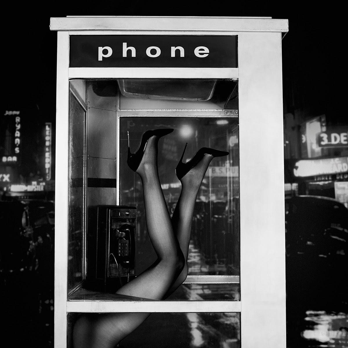 Tyler Shields Still-Life Photograph - Phone Booth Legs   (60" x 60")