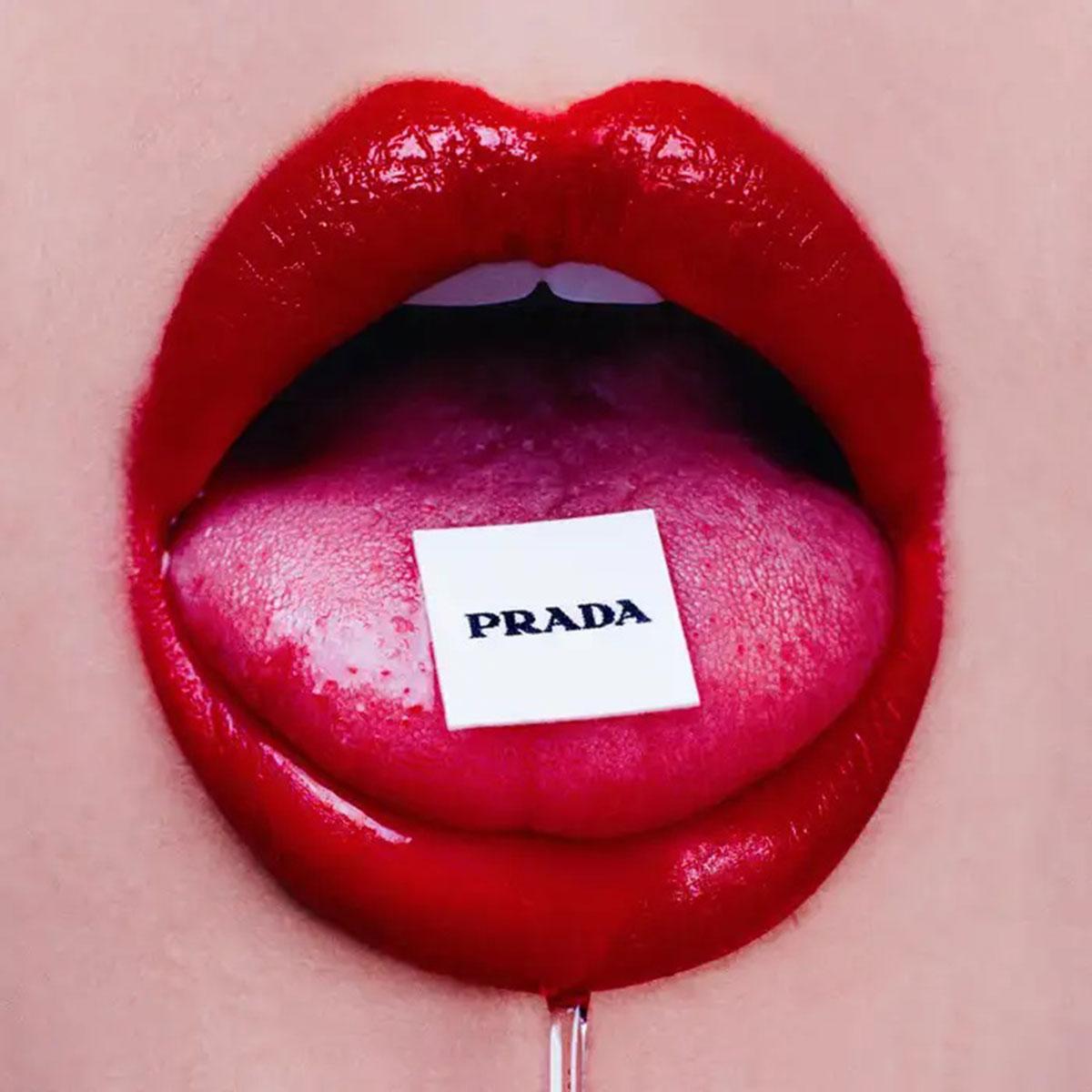 Tyler Shields Color Photograph - PRADA BUBBLEGUM by Tyler Shielsd (18x18in) INDULGENCE series